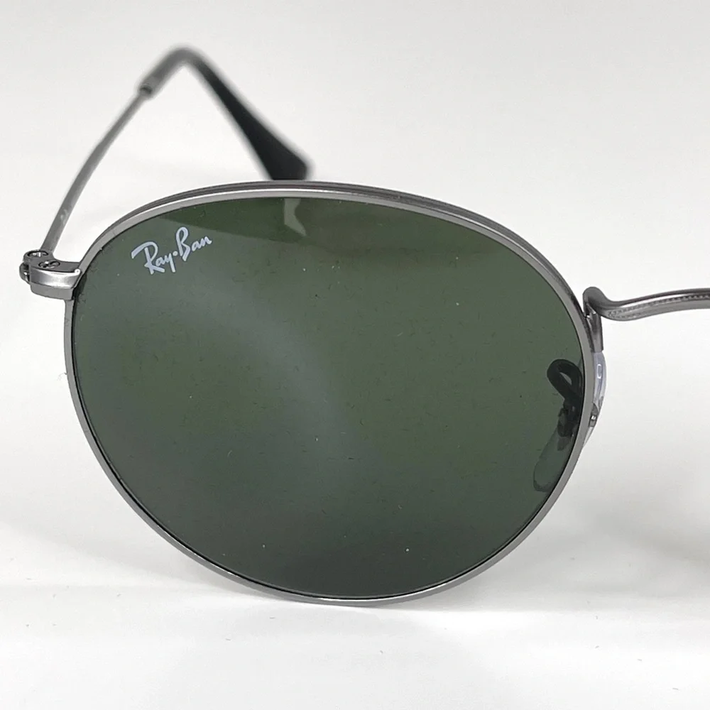 RAY BAN Icons 53mm Retro Round Metal Sunglasses NEW Matte Gunmetal Crystal Green